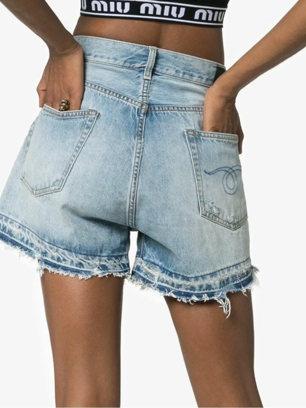 New R13 Tilly With Let Down Hem Crossover Asymmetric Denim Shorts Size 25